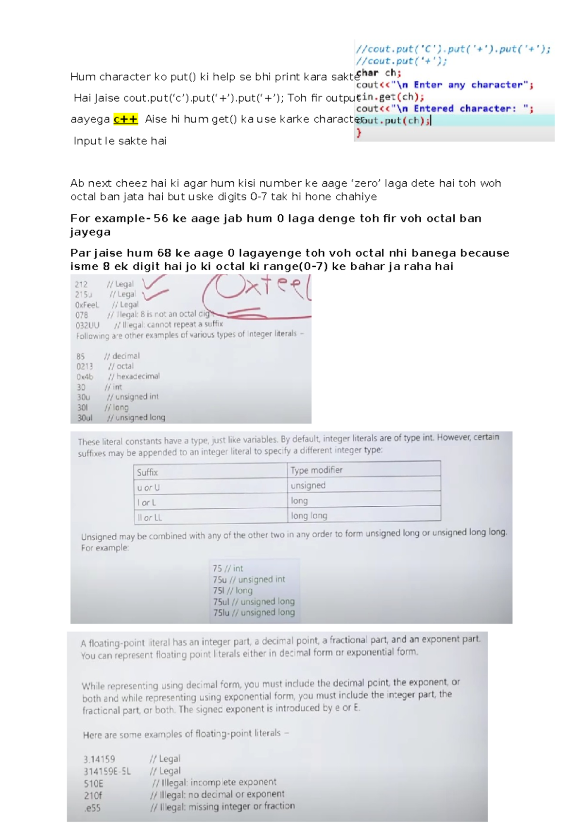C++ Notes - dot dot - Hum character ko put() ki help se bhi print kara ...