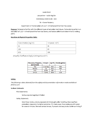 Lab 8 Reaction Kinetics for an Sn1 Reaction - Reaction Kinetics for an ...