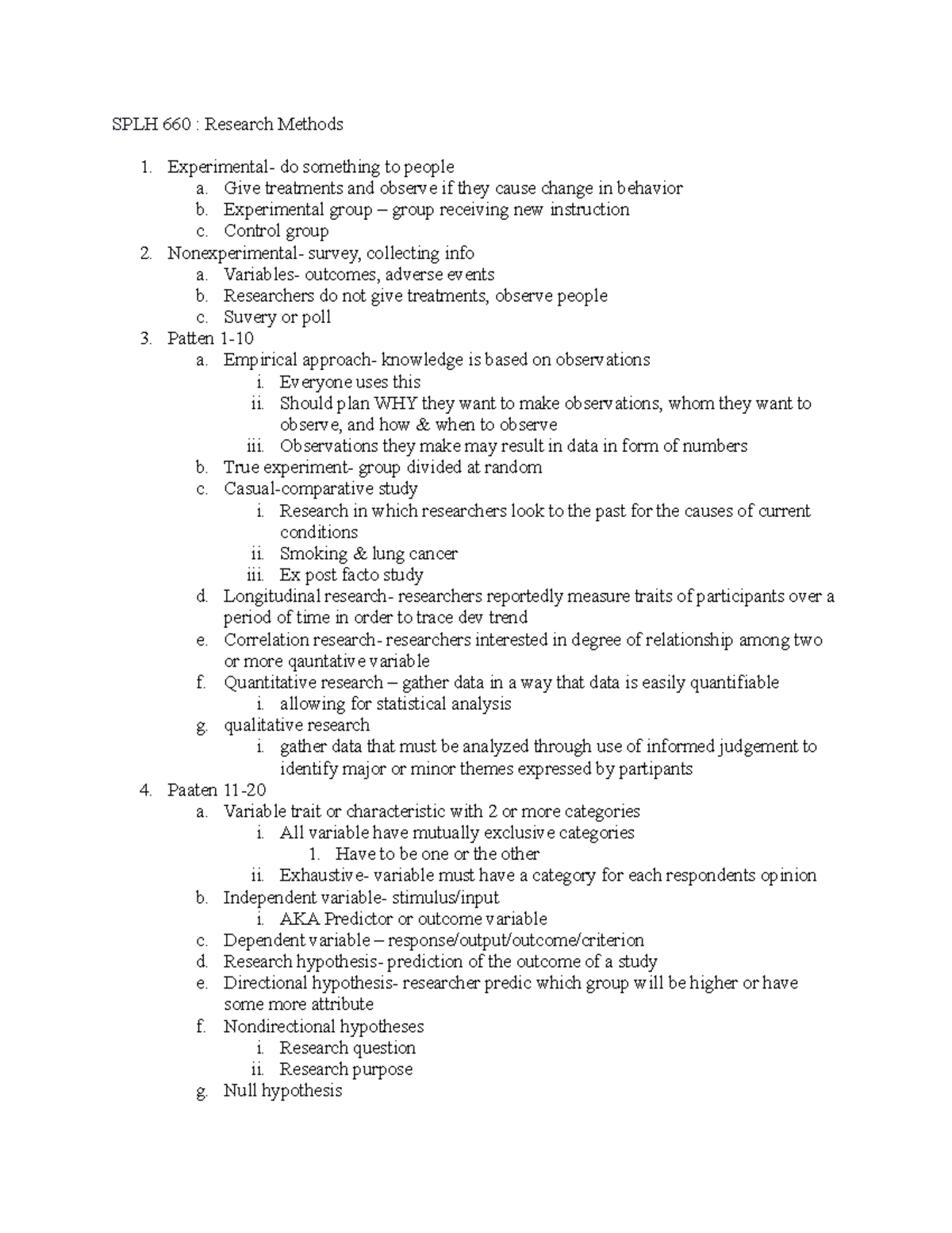 SPLH 660 - Notes from 21/22 yr research methods - SPLH 660 : Research ...