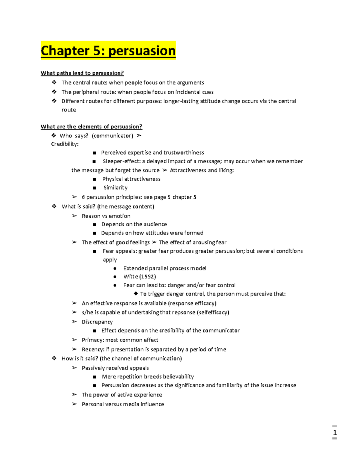 PS270 Chapter 5 persuasion - 1 Chapter 5: persuasion What paths lead to ...