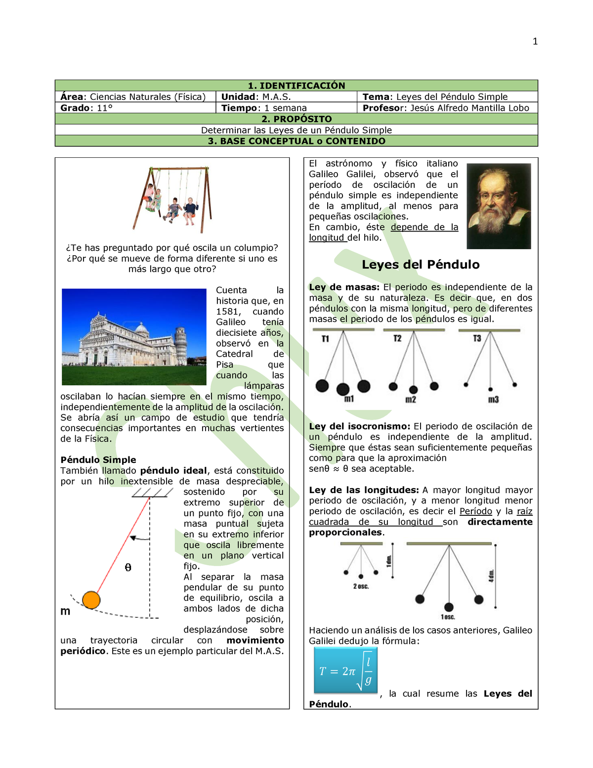 5Pendulo - Pendulo - 1 1. IDENTIFICACI”N ¡rea: Ciencias Naturales ...