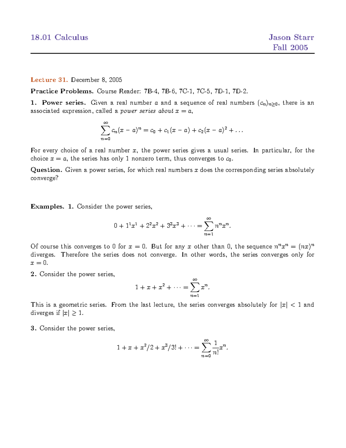 Lecture 31 - notes - Fall 2005 Lecture 31. December 8, 2005 Practice ...