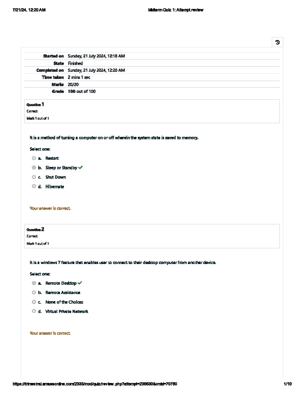 Miderm Quiz 1UGRD-CS6206 Principles Of Operating Systems And Its ...