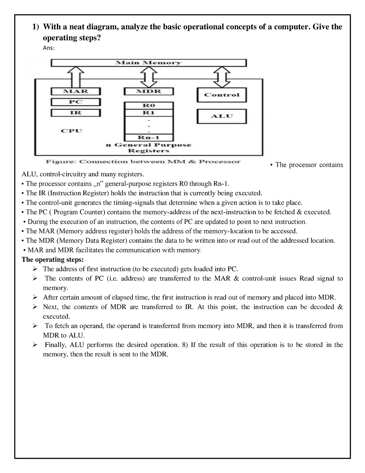 Co Co Important Questions 1 With A Neat Diagram Analyze The Basic Operational Concepts Of