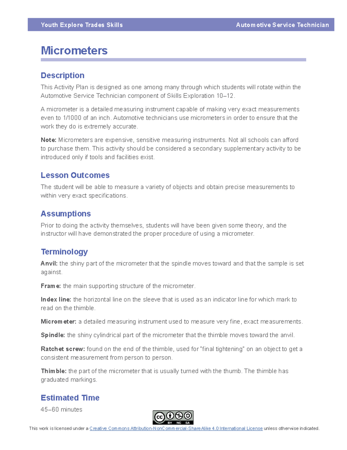 Micrometers Crucial document This work is licensed under a Creative