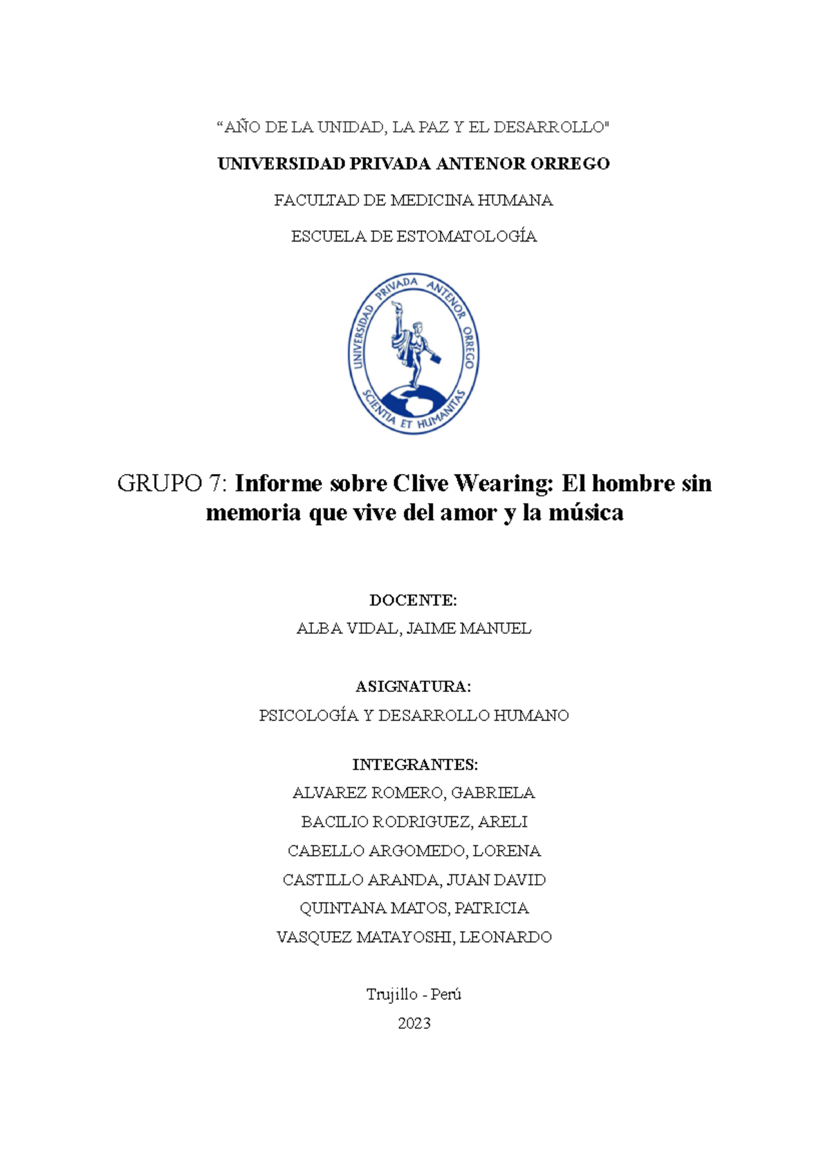 Informe sobre Clive Wearing …