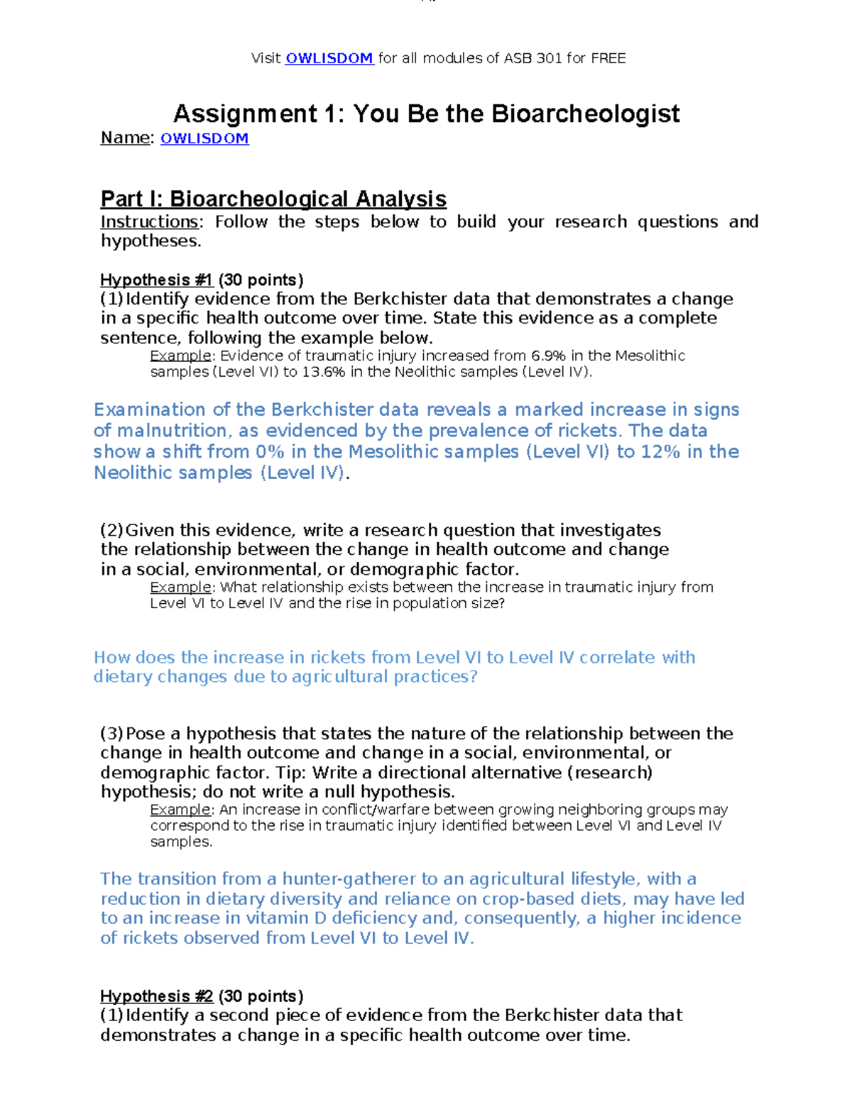 Asb 301 Module 2 Assignment 1 You Be The Bioarcheologist Visit