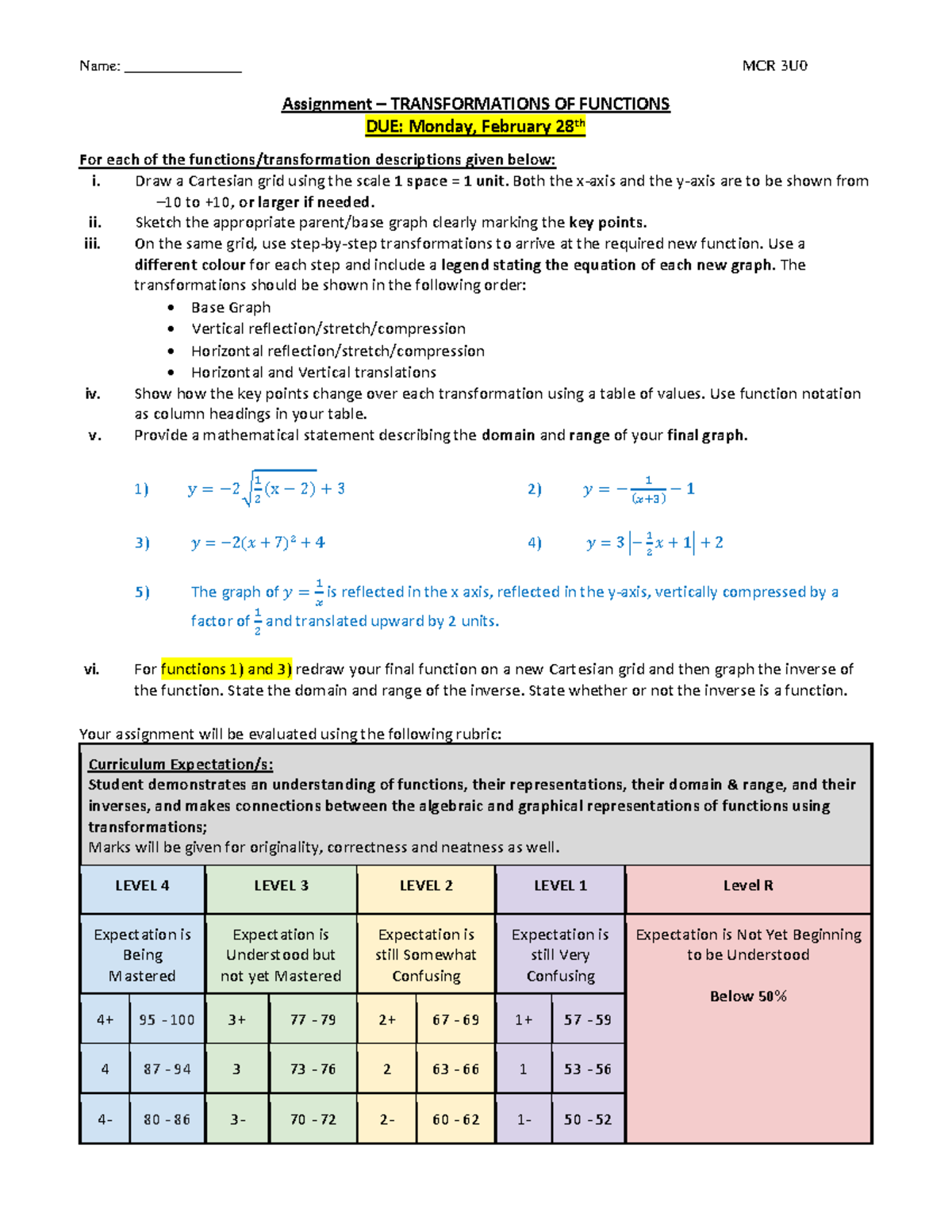 review assignment transformations