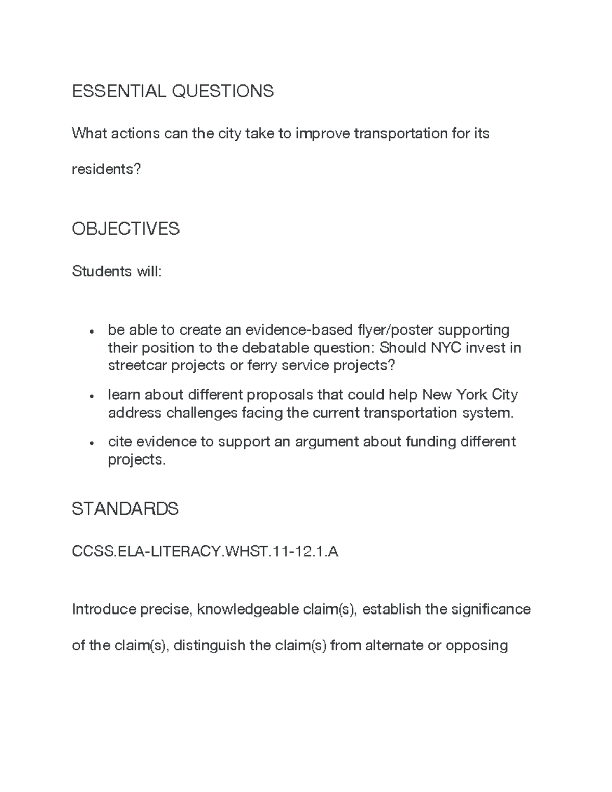 AAA 3 n.a ESSENTIAL QUESTIONS What actions can the city take to