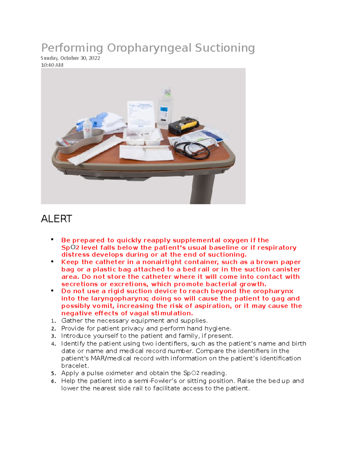 Performing Oropharyngeal Suctioning - Performing Oropharyngeal ...