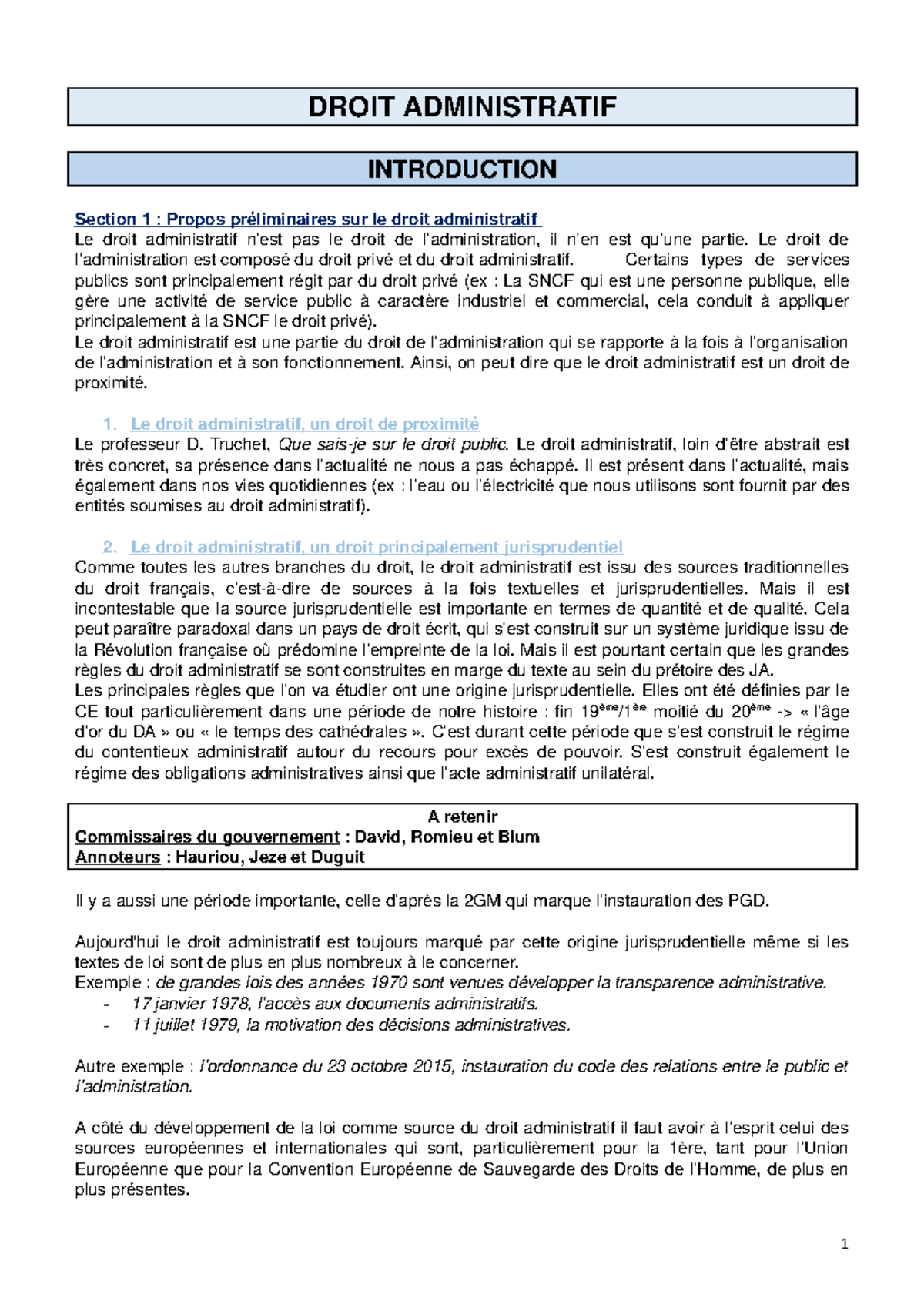 Cours De Droit Administratif - L2 - DROIT ADMINISTRATIF INTRODUCTION ...