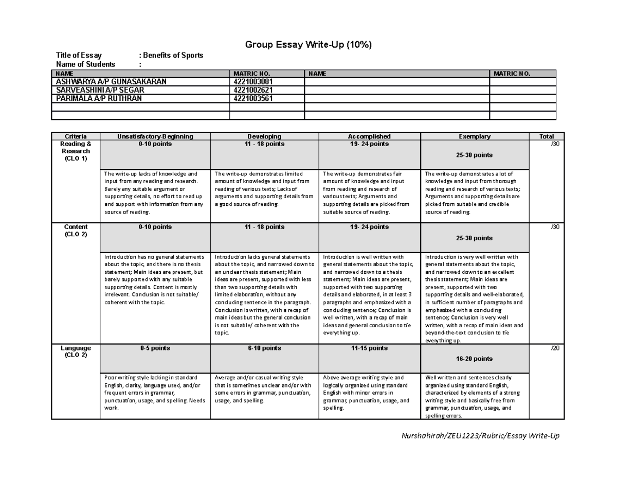 individual sports benefits essay