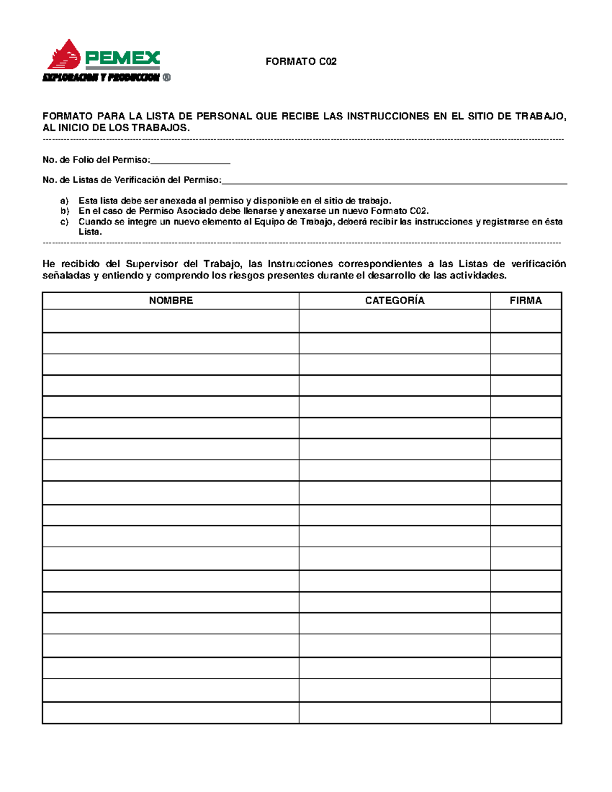 C02 Formato - por el momento ninguna - FORMATO C0 2 FORMATO PARA LA ...