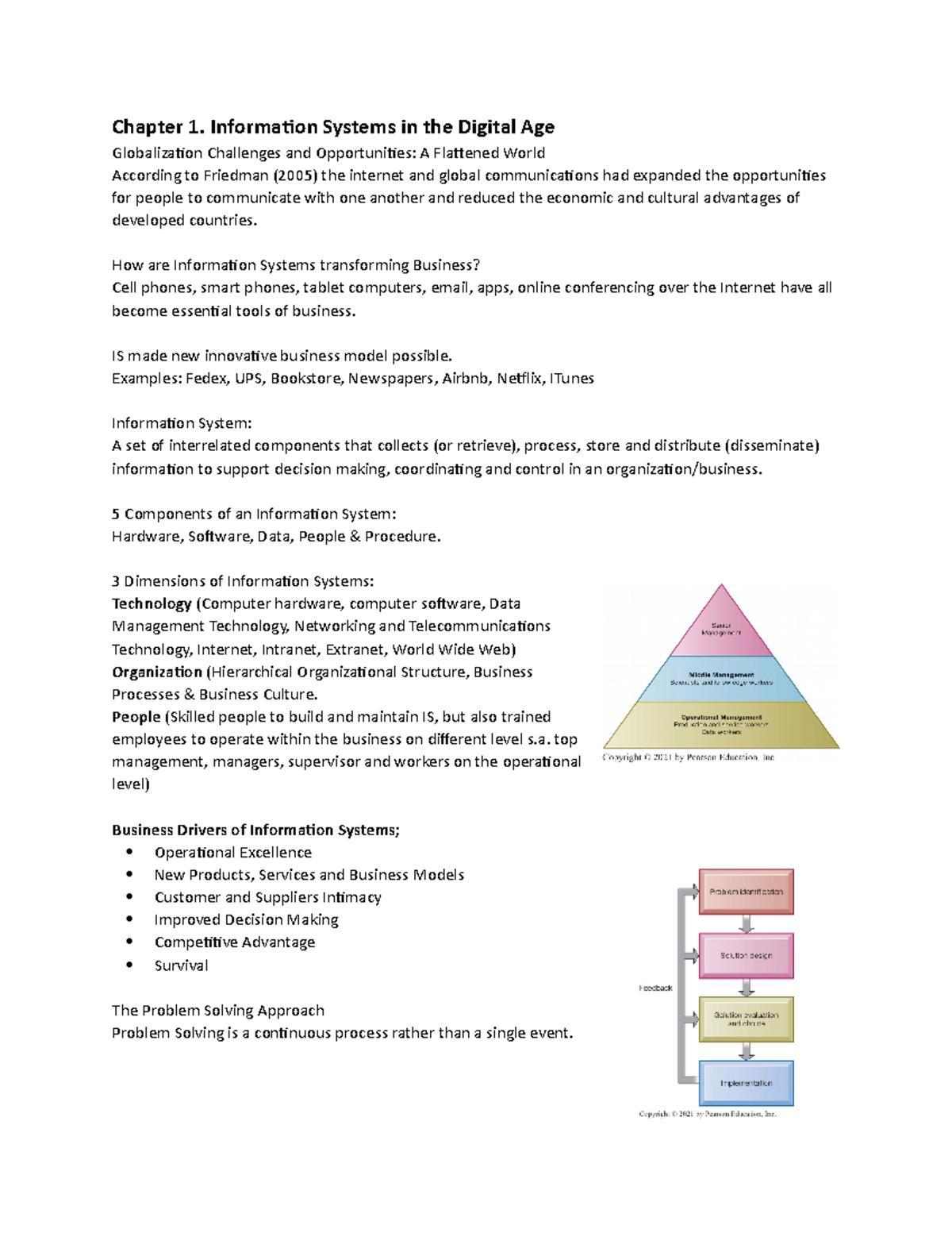 MIS Chapter 01 notes - Lecture note - Chapter 1. Information Systems in ...