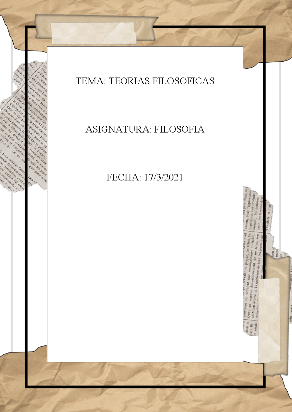 Teorias Filosoficas Teorías Filosóficas Tema Teorias Filosoficas