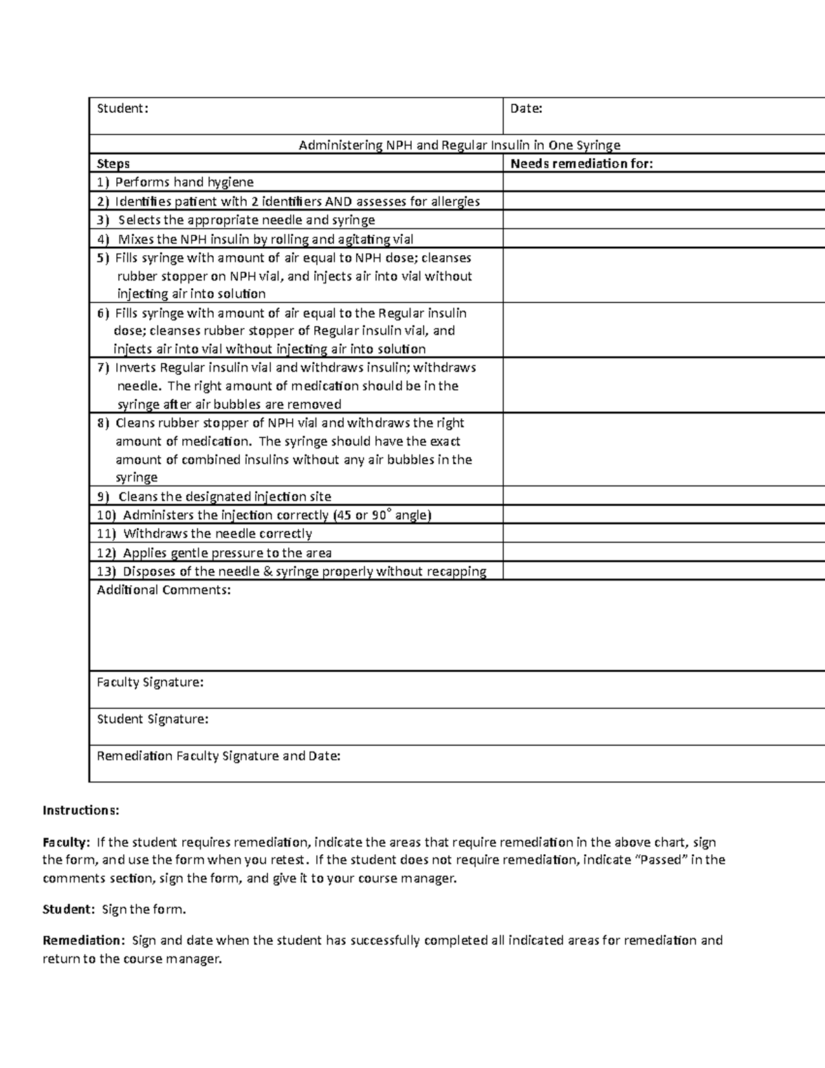 Mix admin Insulin testing(1) for skills clinical - Student: Date ...