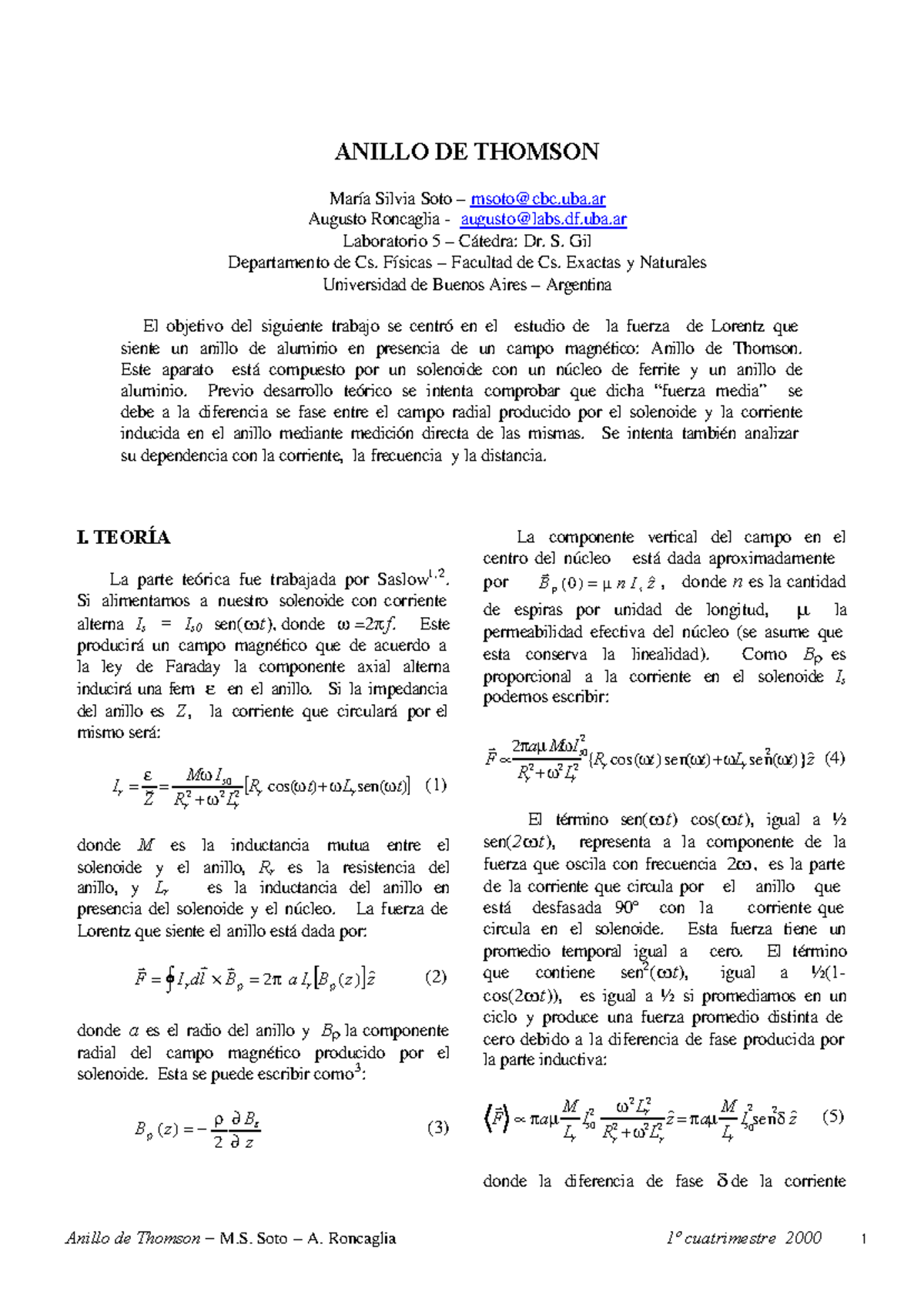 Thomson 2k ANILLO DE THOMSON María Silvia Soto msotocbc.uba