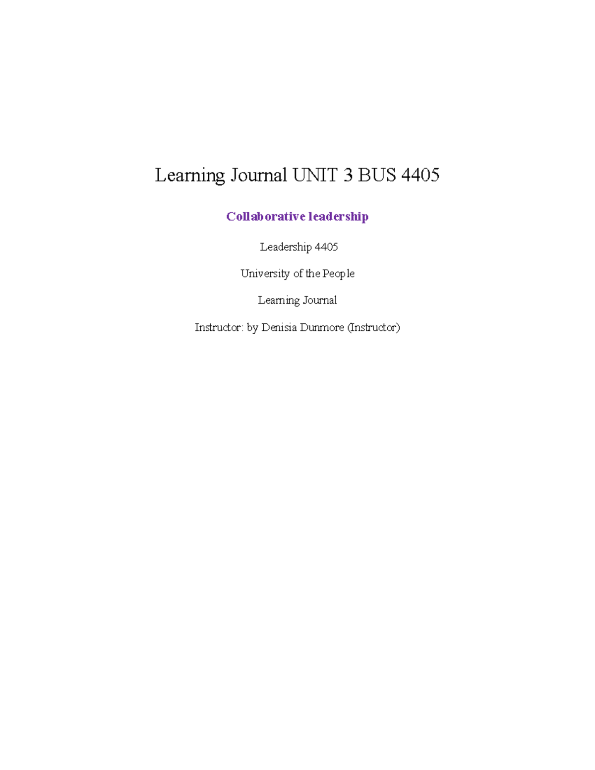 Learning Journal UNIT 3 BUS 4405 - Learning Journal UNIT 3 BUS 4405 ...