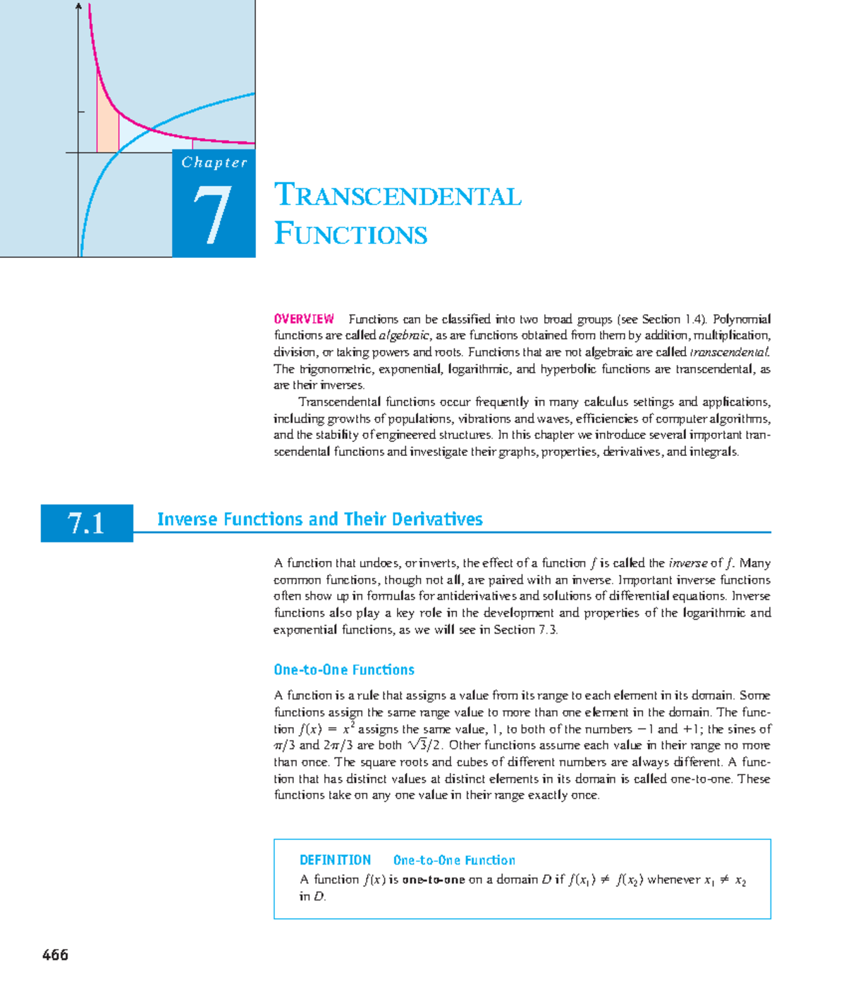 Calculus-7 - TRANSCENDENTAL FUNCTIONS - OVERVIEW Functions Can Be ...