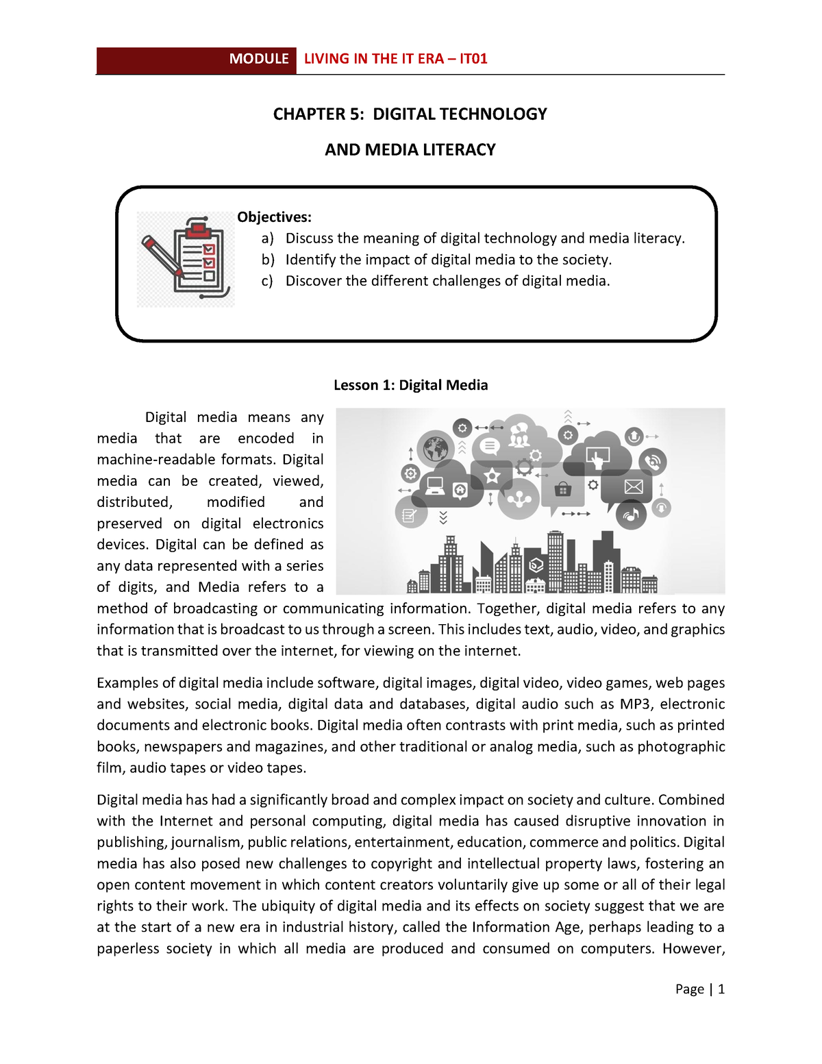 IT01 Chapter 5 - Bruh - CHAPTER 5: DIGITAL TECHNOLOGY AND MEDIA ...