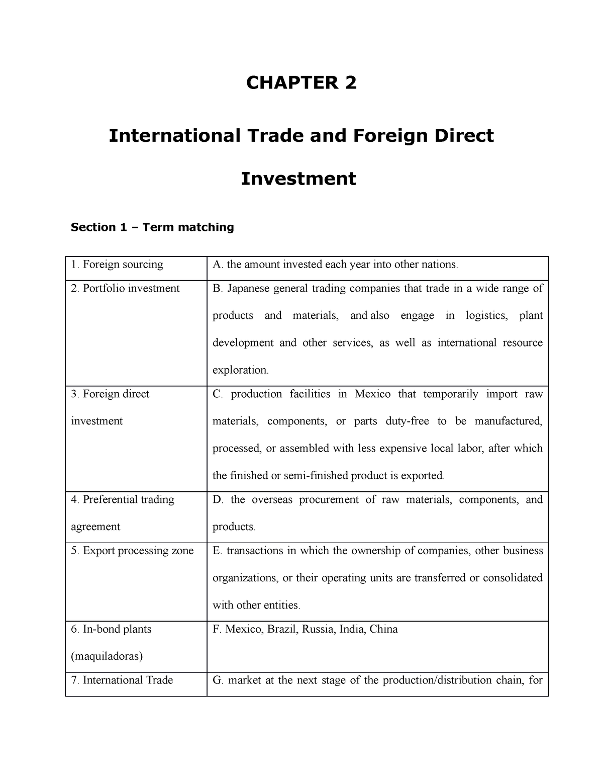 IB - Workbook Chapter 2 Done - CHAPTER 2 International Trade And ...