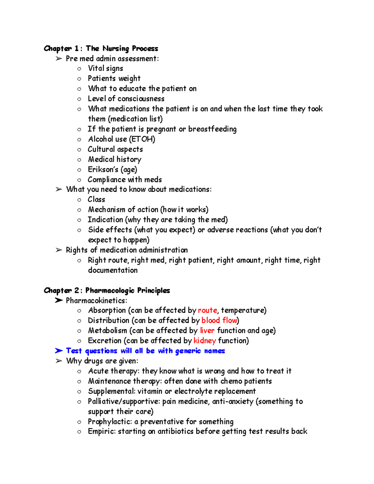 Week 1 - Lecture notes 1-2 - **Chapter 1: The Nursing Process ** Pre ...