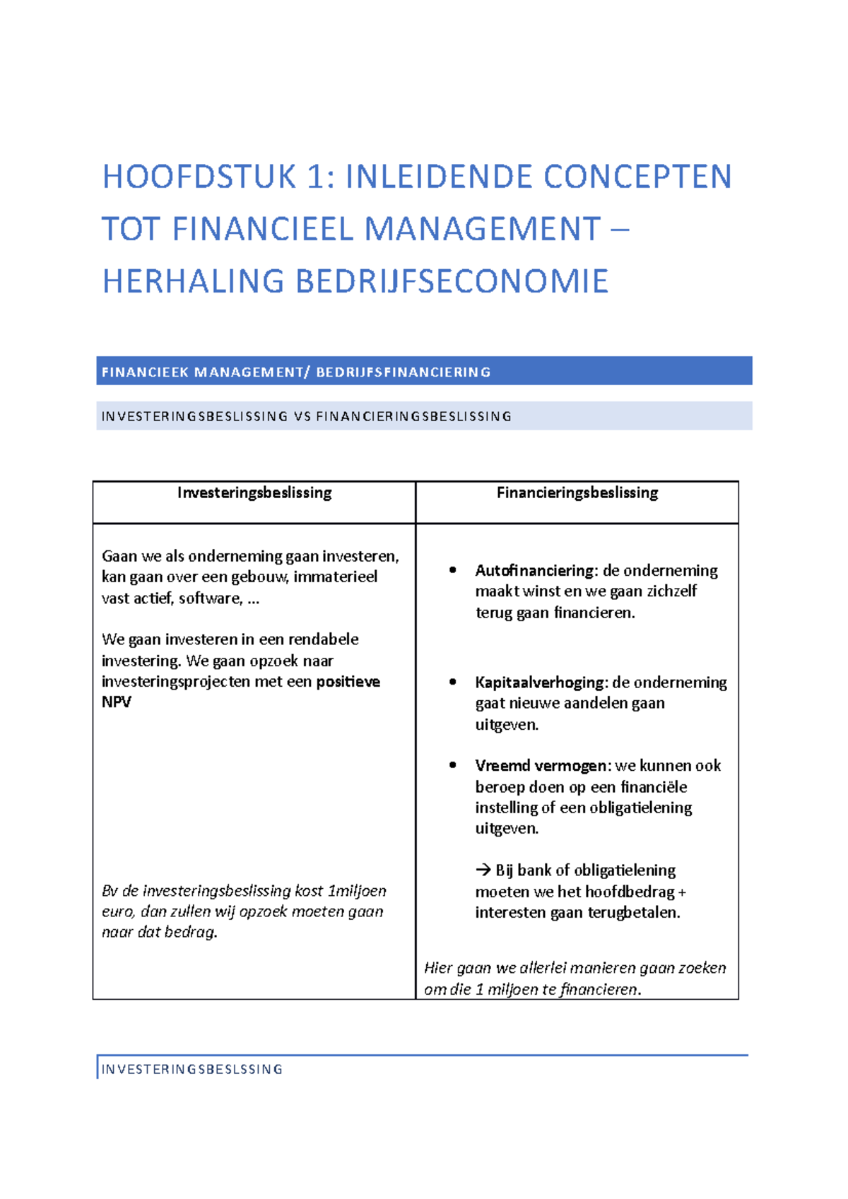 Hoofdstuk 1 FM - HOOFDSTUK 1: INLEIDENDE CONCEPTEN TOT FINANCIEEL ...