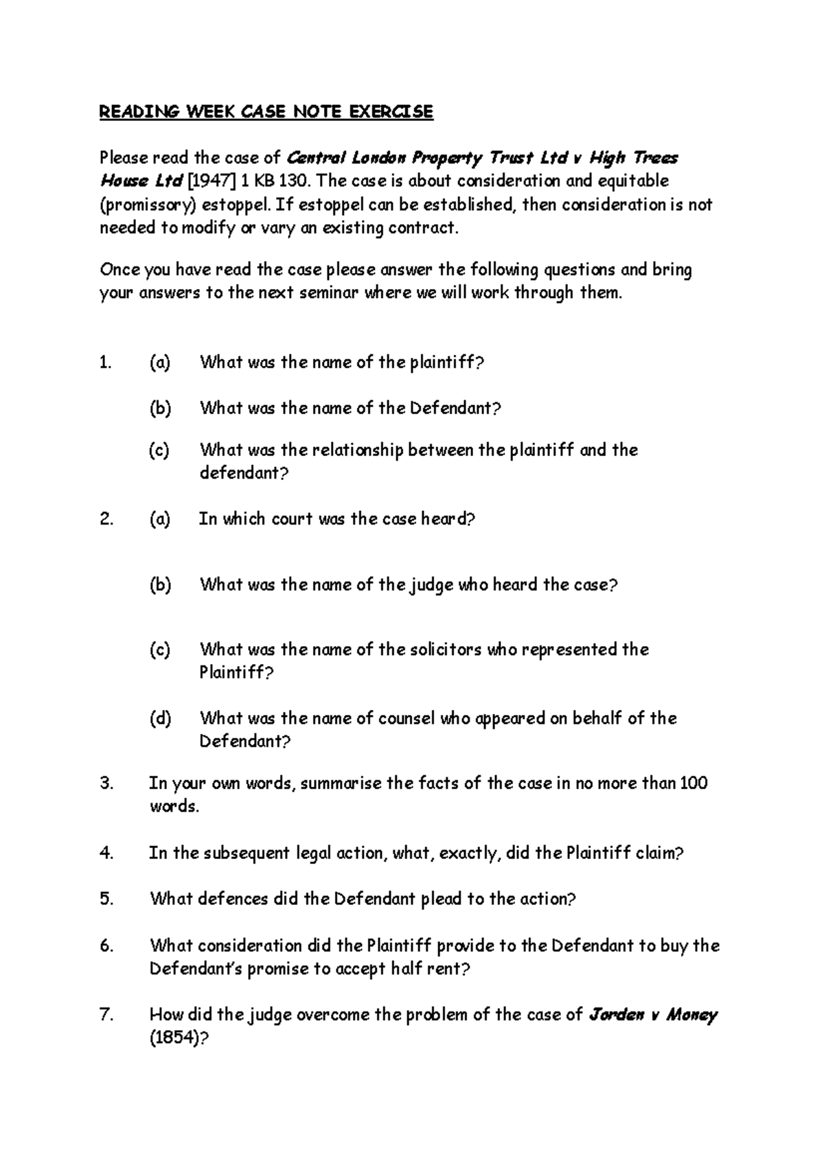Reading Week Case Note Exercise - LAW4ICT - LSBU - Studocu