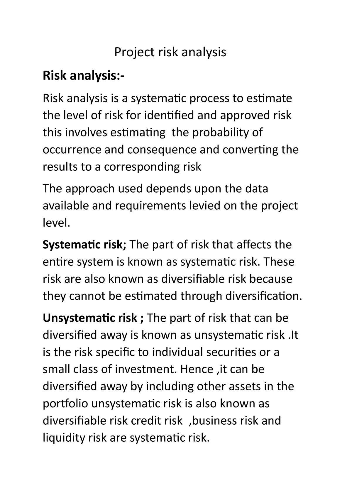 bachelor thesis risk analysis