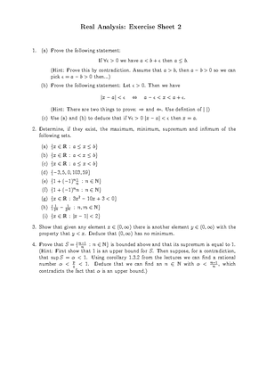 2008-2009 Real Analysis Exercise Sheet 3 - Solutions - Real Analysis ...