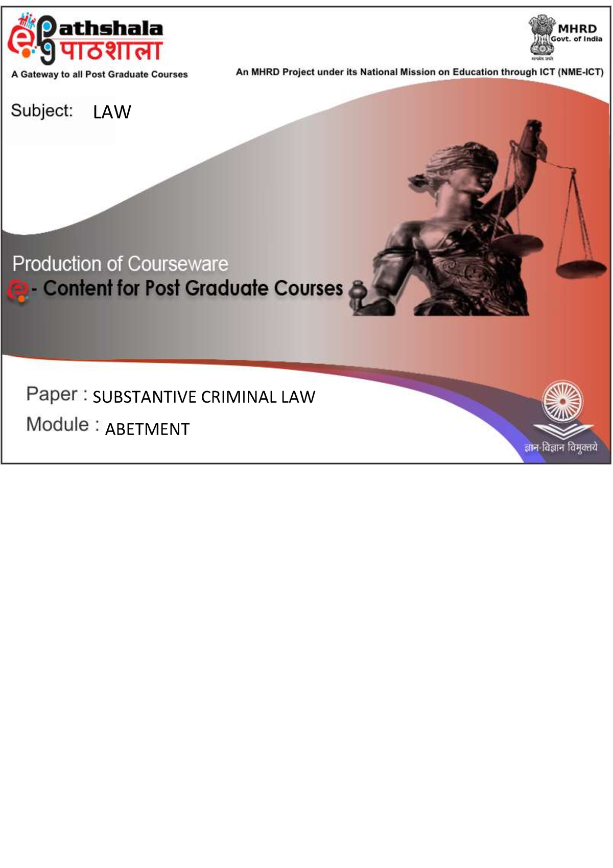 Abetment Under IPC - LAW SUBSTANTIVE CRIMINAL LAW ABETMENT ABETMENT ...