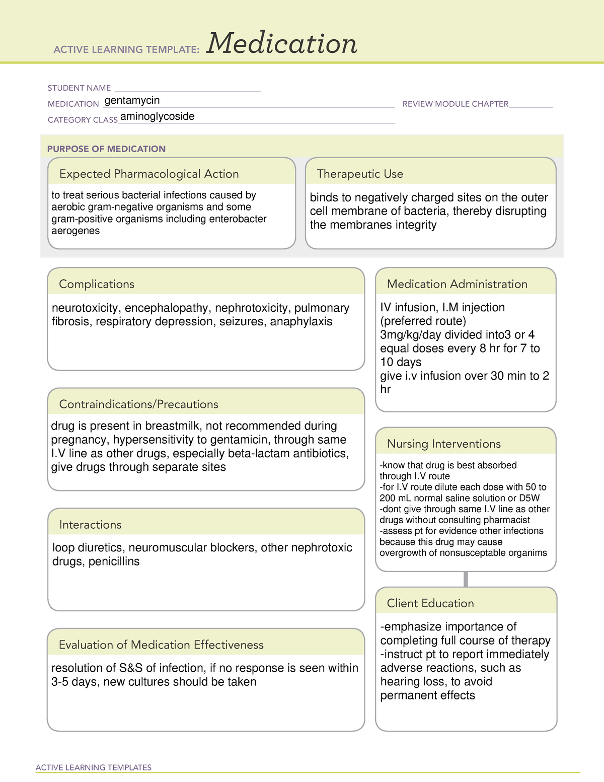 medication-template-ati-gentamycin-active-learning-templates-medication-student-name-studocu