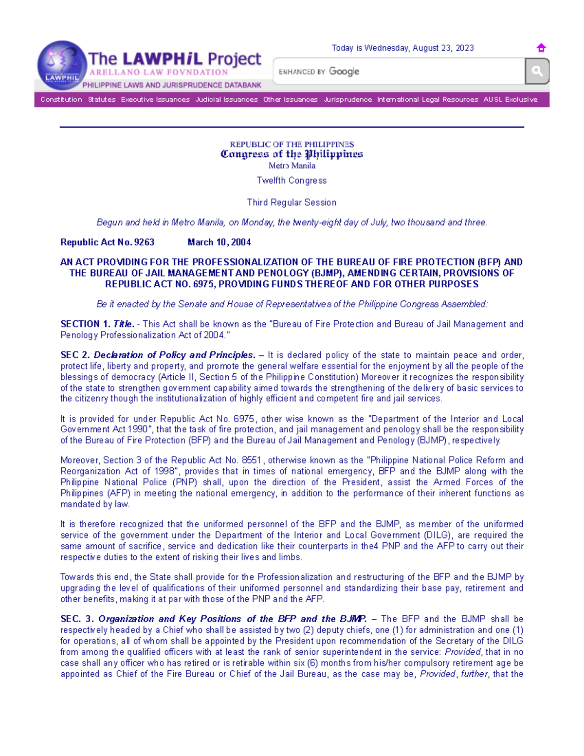 Republic Act No. 9263 - nothing - Constitution Statutes Executive ...