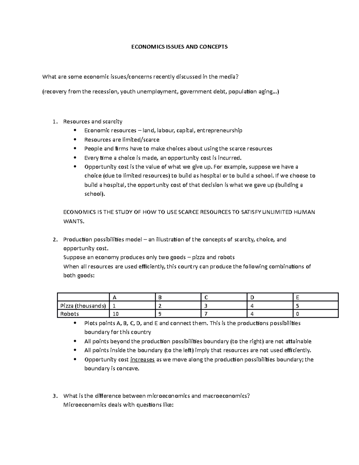 103 chapter 1 - ECONOMICS ISSUES AND CONCEPTS What are some economic ...