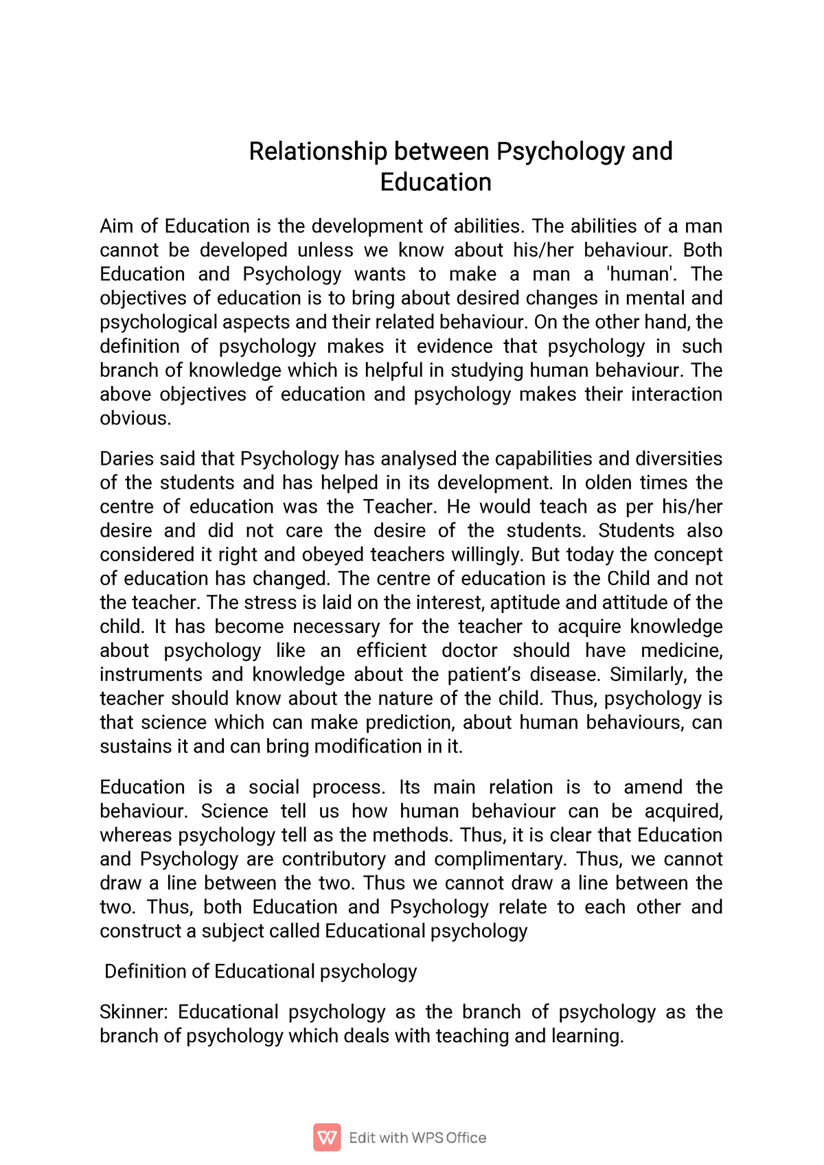 conclusion of psychology in education