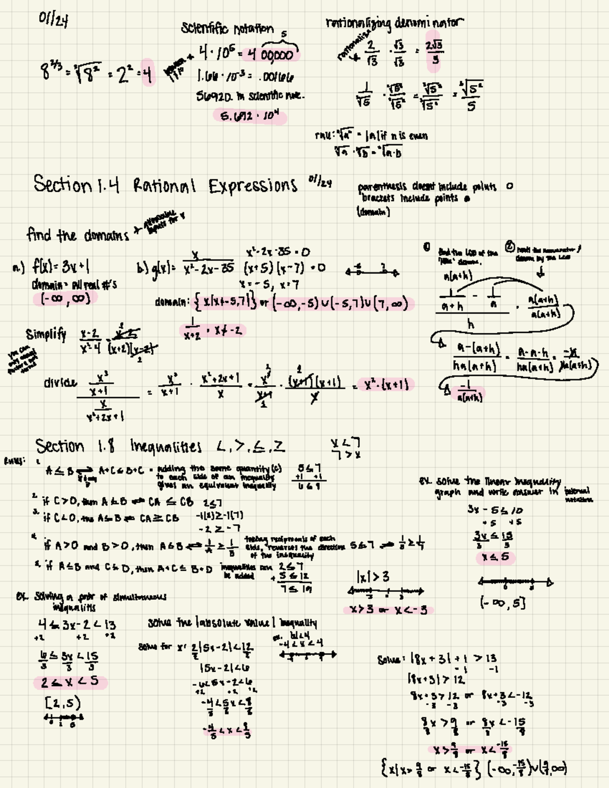 Pre-calc 3 - Rational Expressions - 01124 Scientific Notation S 