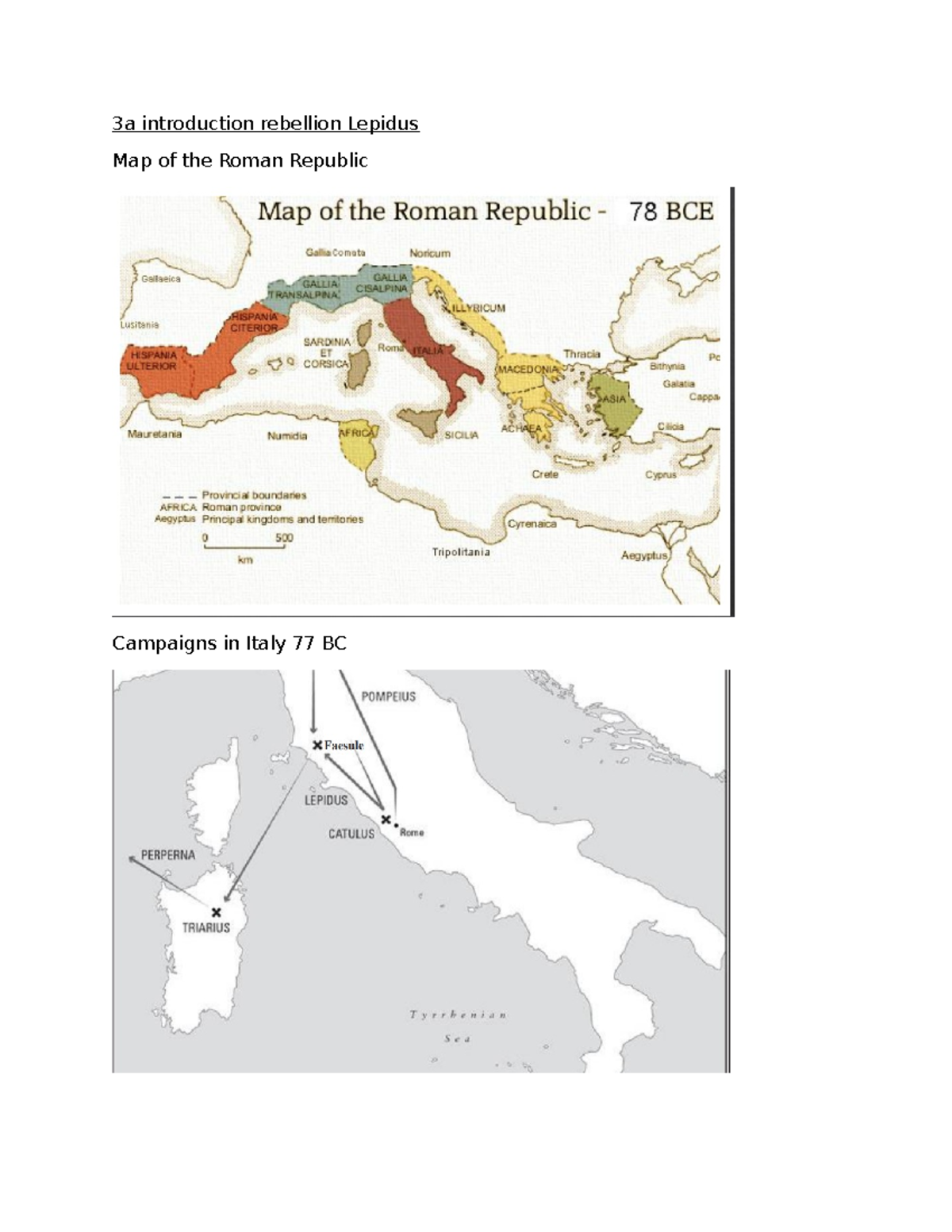 CLA M1 notes - 3a introduction rebellion Lepidus Map of the Roman ...