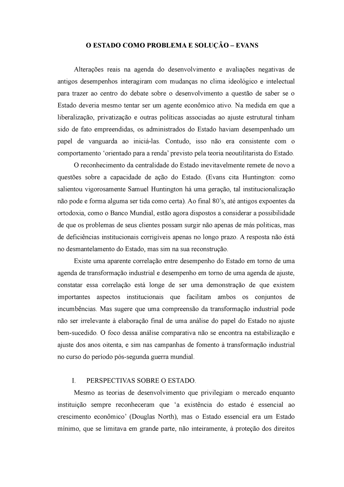 O Estado Como Problema E Solução Evans O Estado Como Problema E SoluÇÃo Evans Alterações 1614