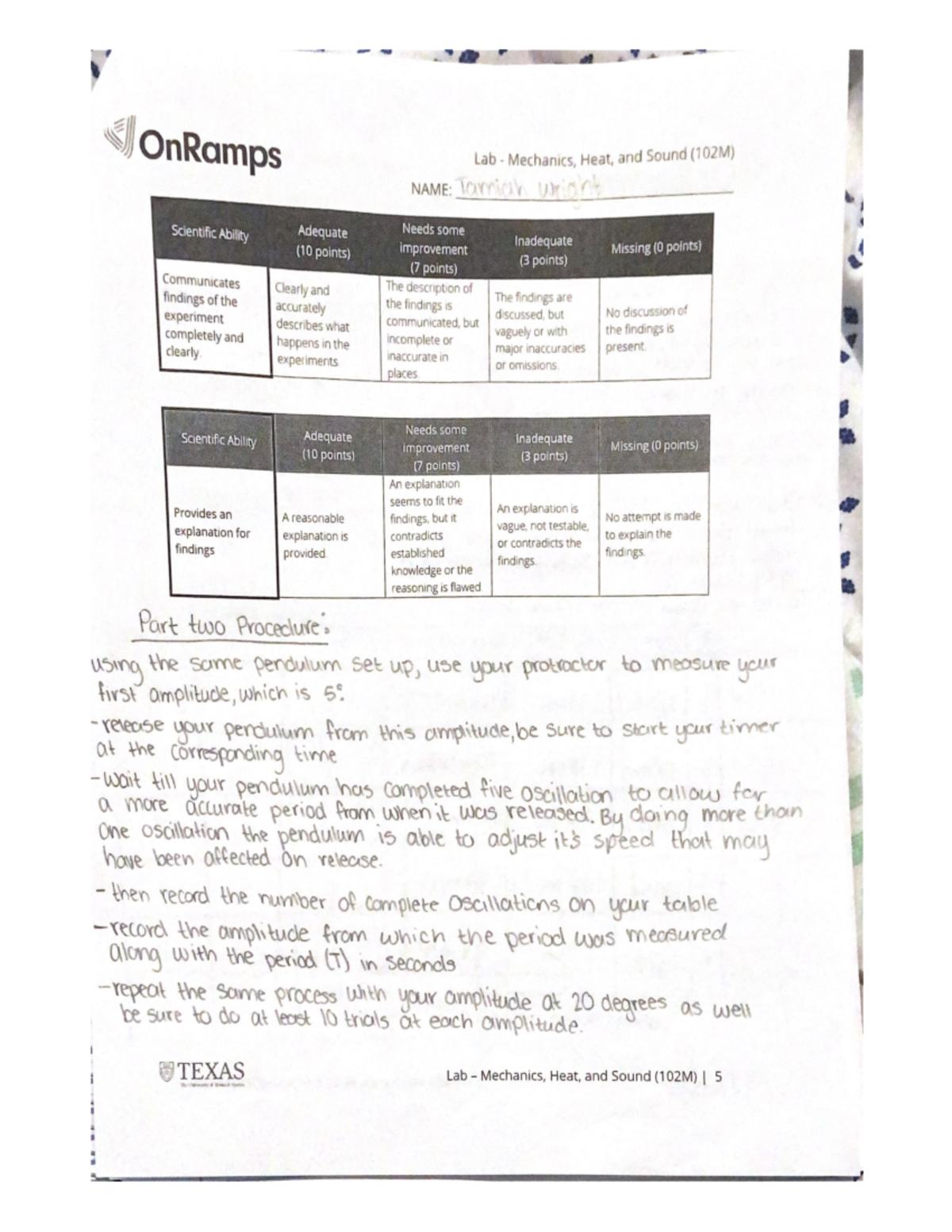 On Ramps - lab sheet - PHY 105M - Studocu