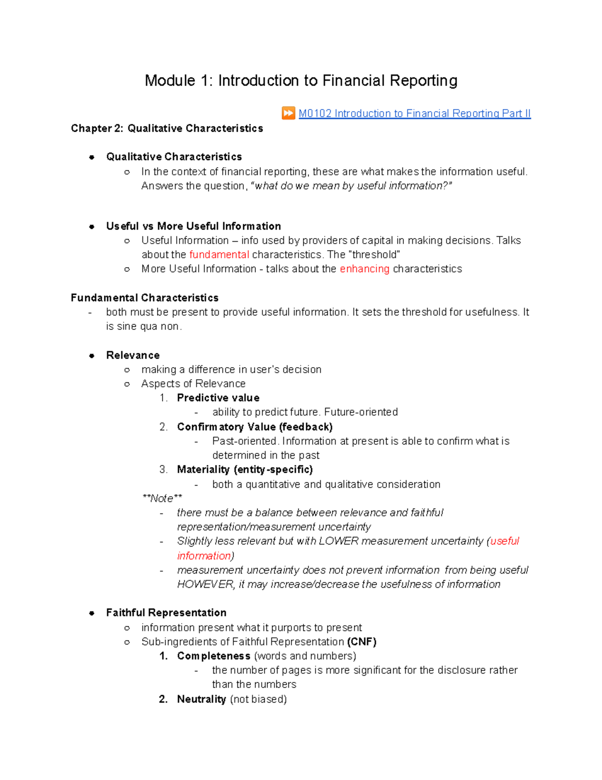 M0102 Introduction To Financial Reporting Part II - Module 1 ...