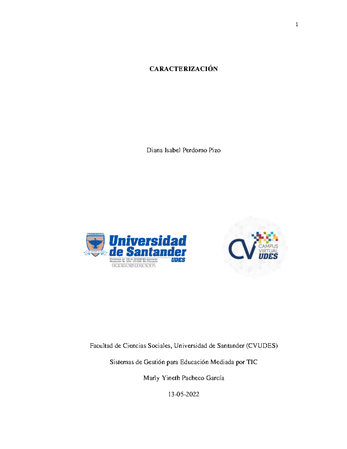 Diana Perdomo Actividad 1 informe escrito CARACTERIZACIÓN Diana