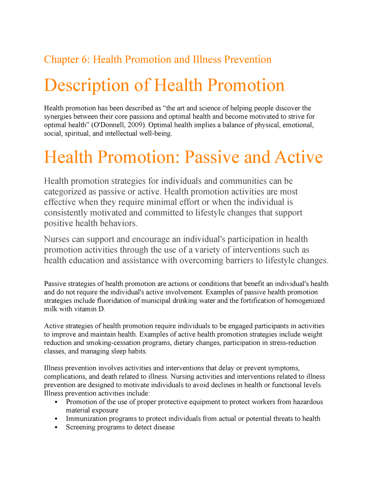 health promotion strategies essay