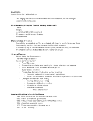 HRTM 260 chapter 6 notes - CHAPTER 6: The Front Office Department Front ...