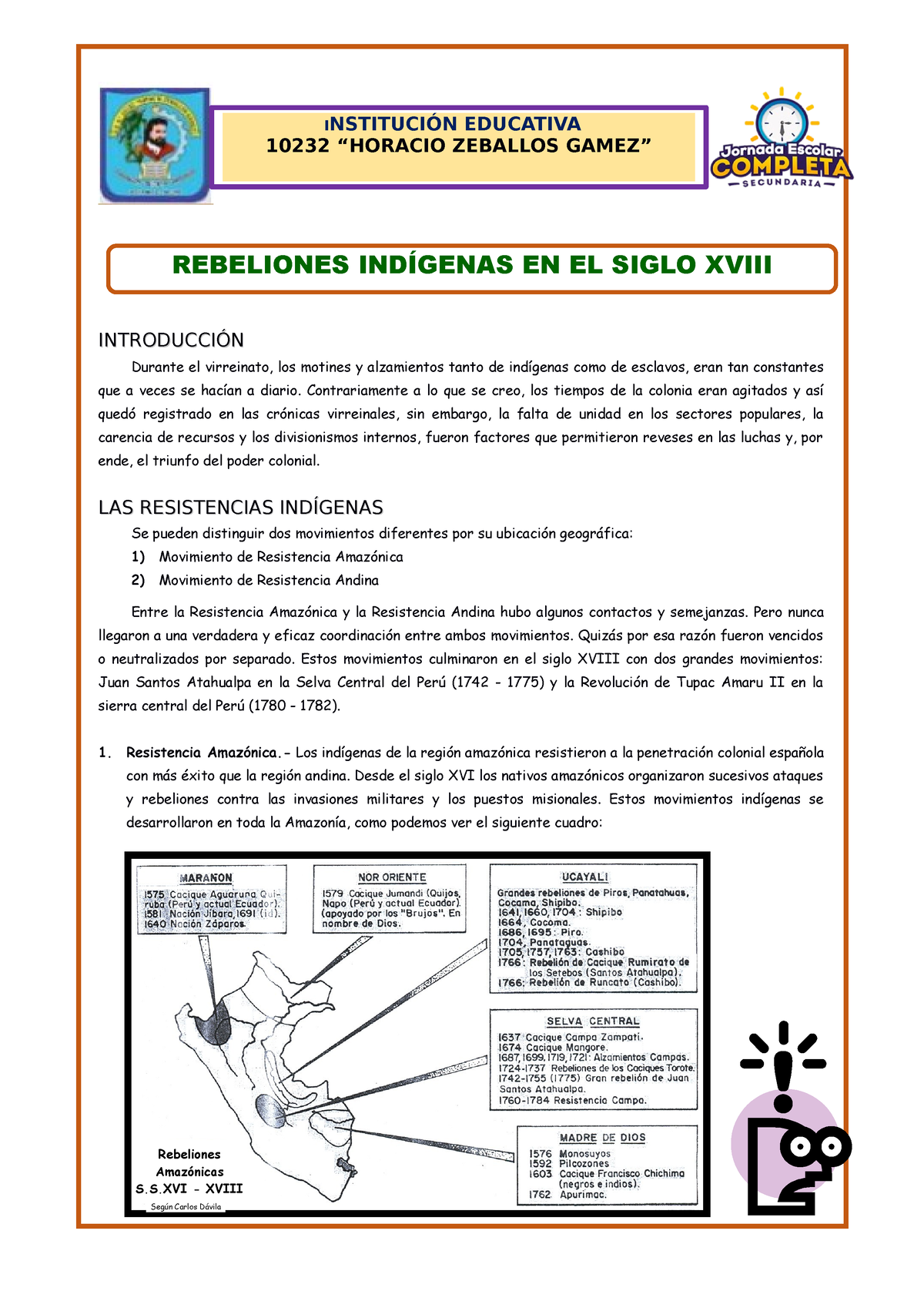 Rebeliones Indígenas En El Siglo Xviii Refuerzo ...