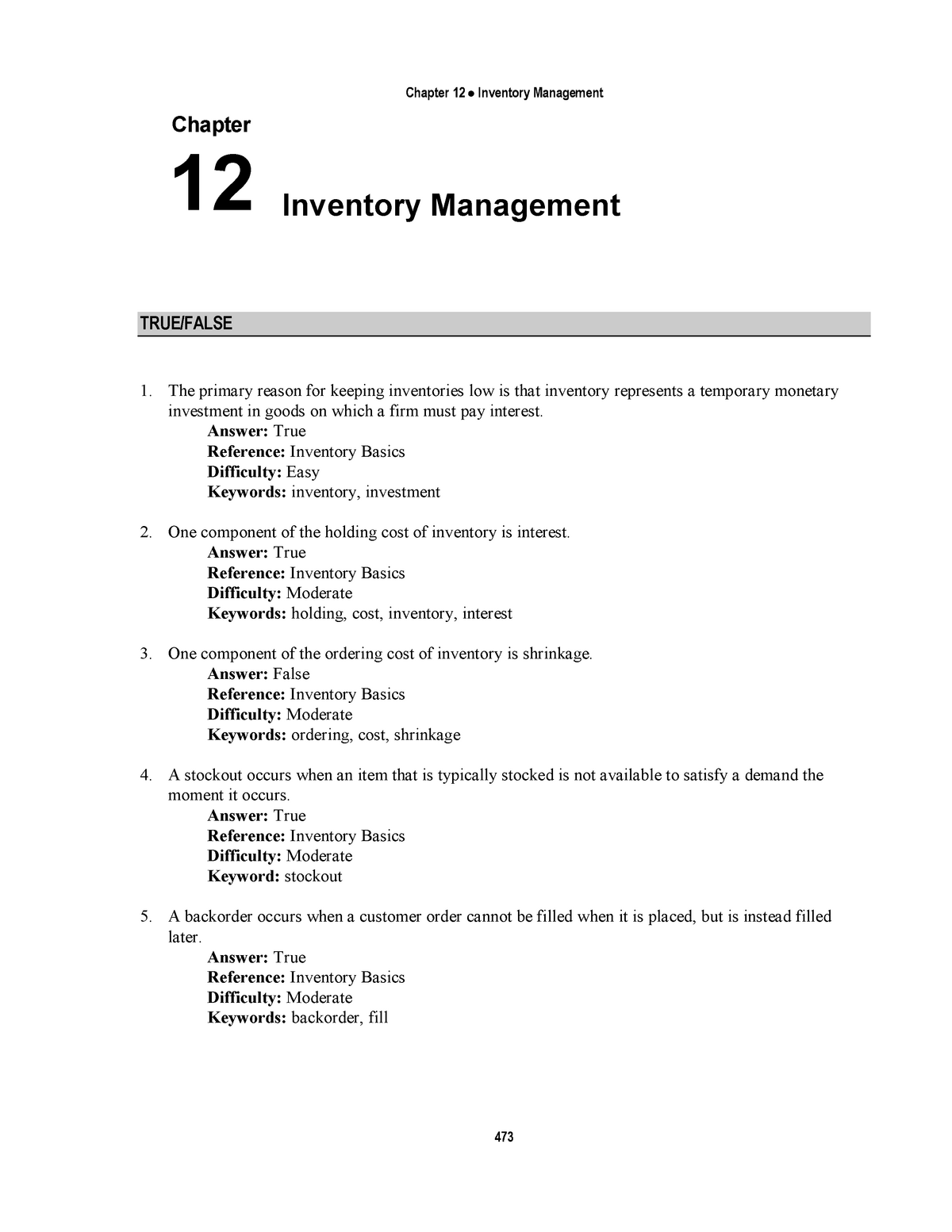 inventory management essay question