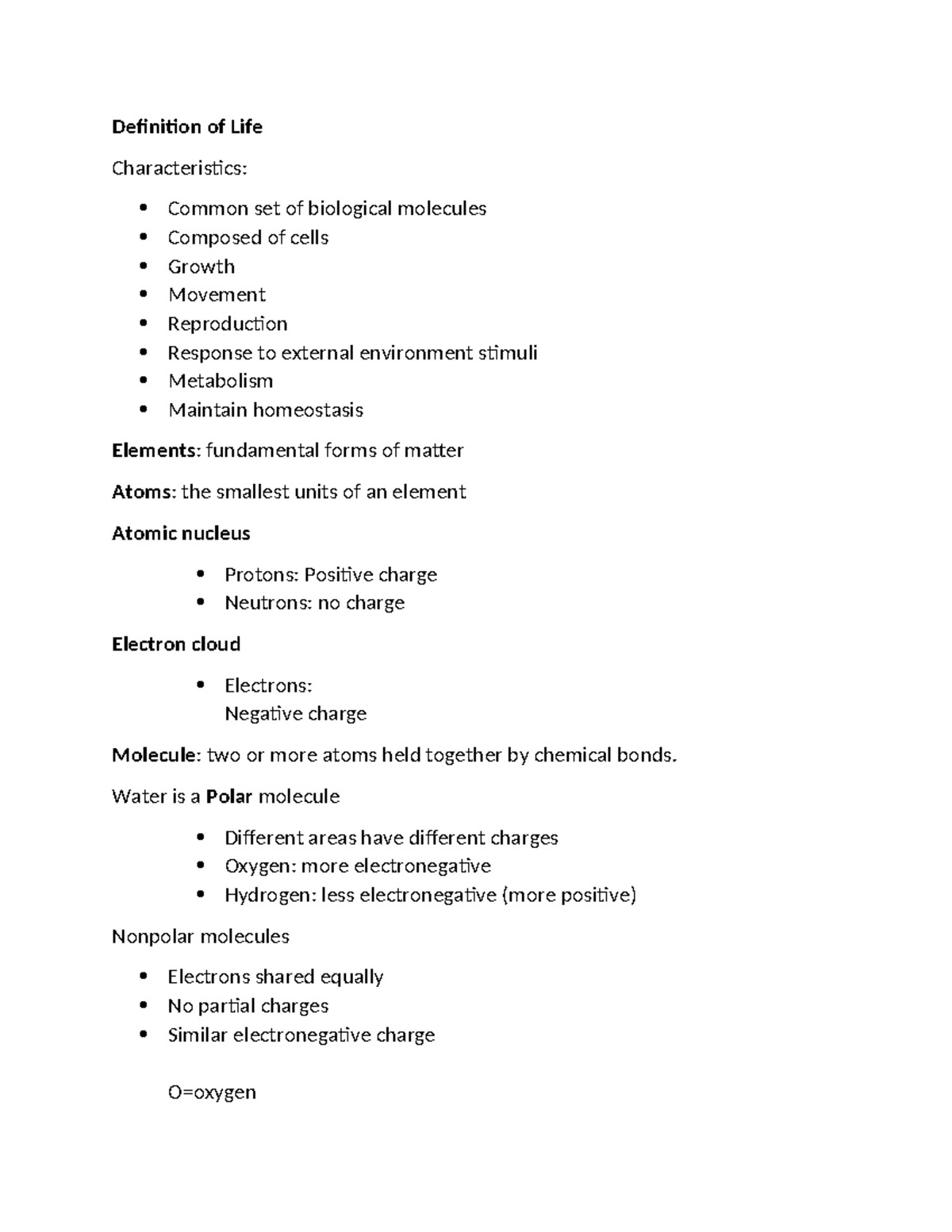 Chapter 2 - Definition of Life Characteristics: Common set of ...