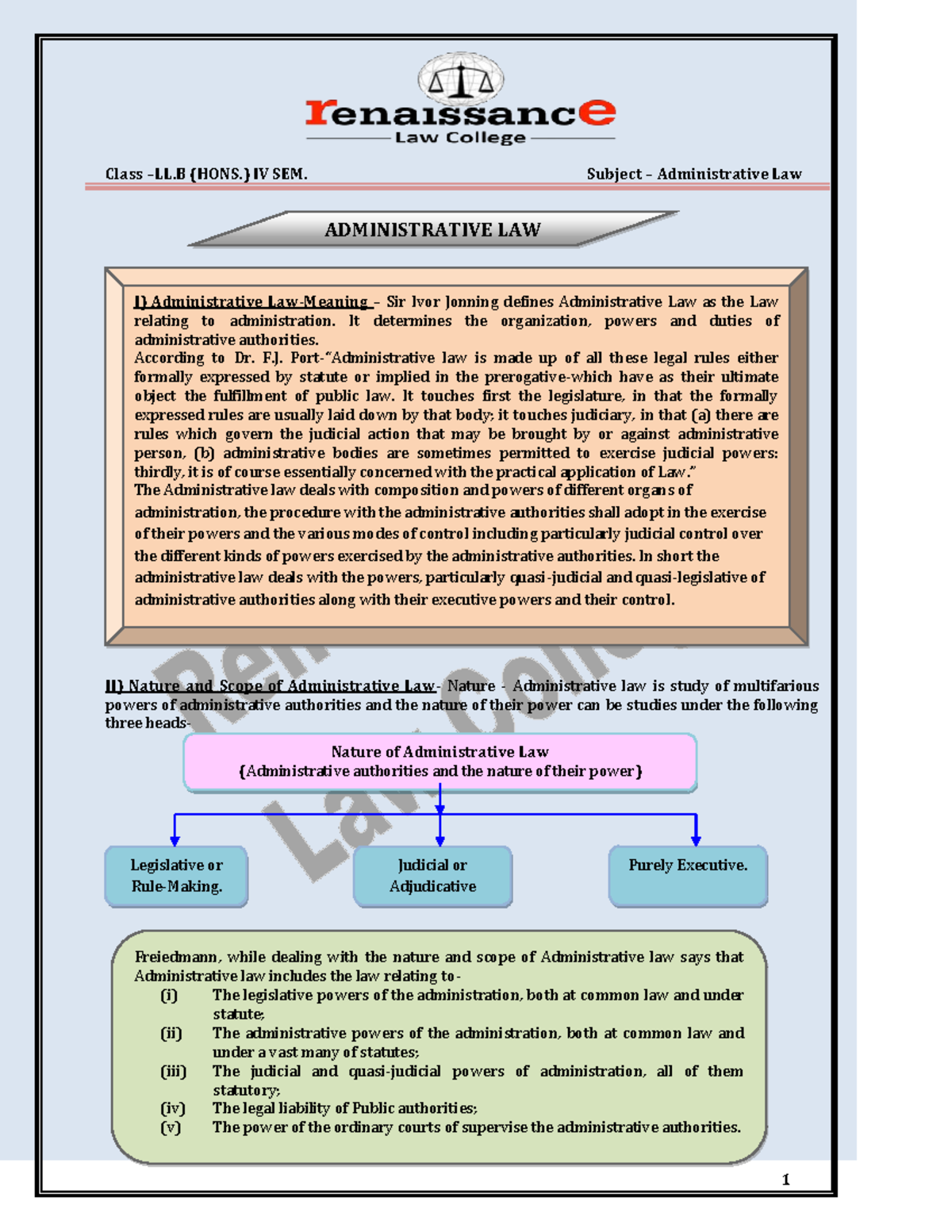 Administrative-Law-SC - II) Nature And Scope Of Administrative Law ...