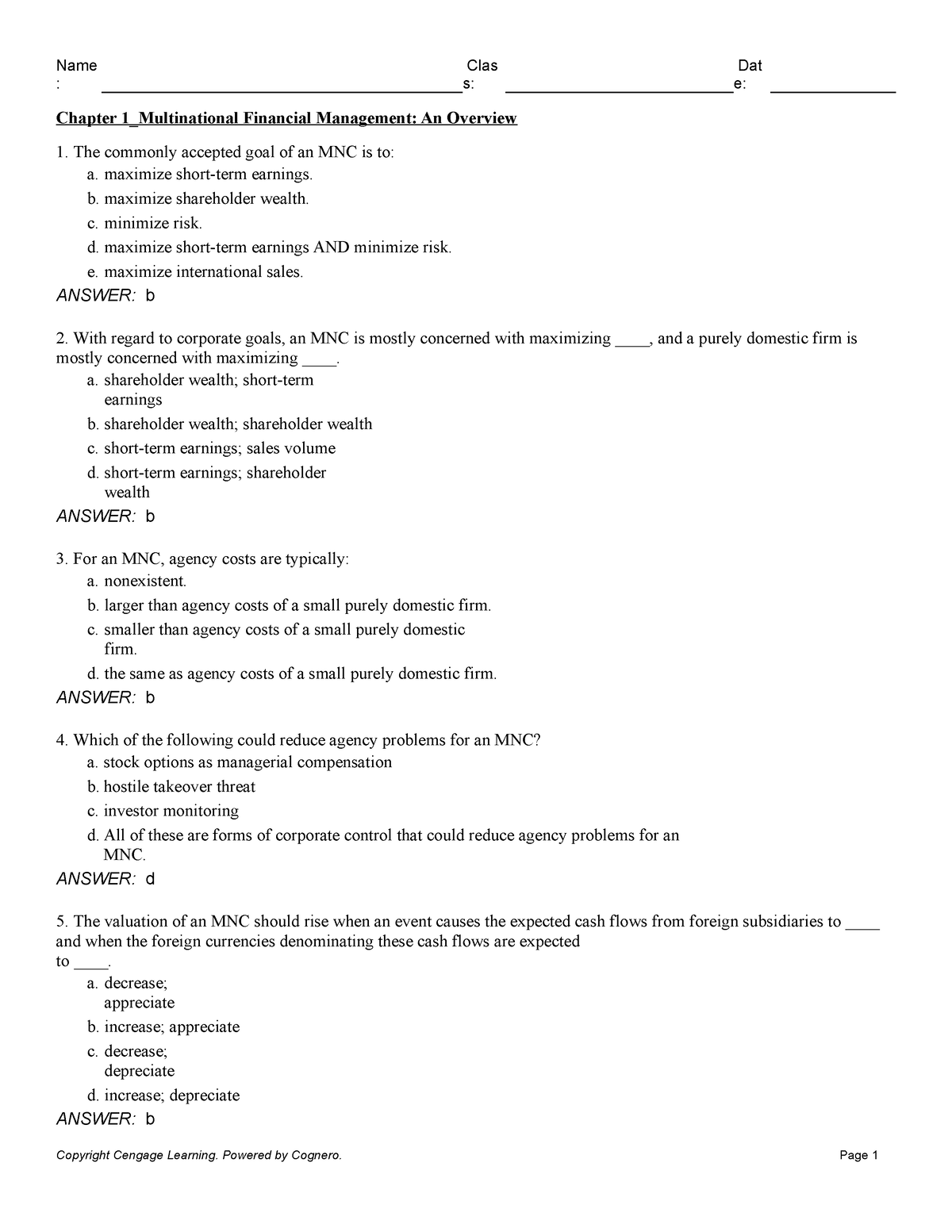 9780357130544 Test Bank Chapter 1 - : S: E: Chapter 1_Multinational ...