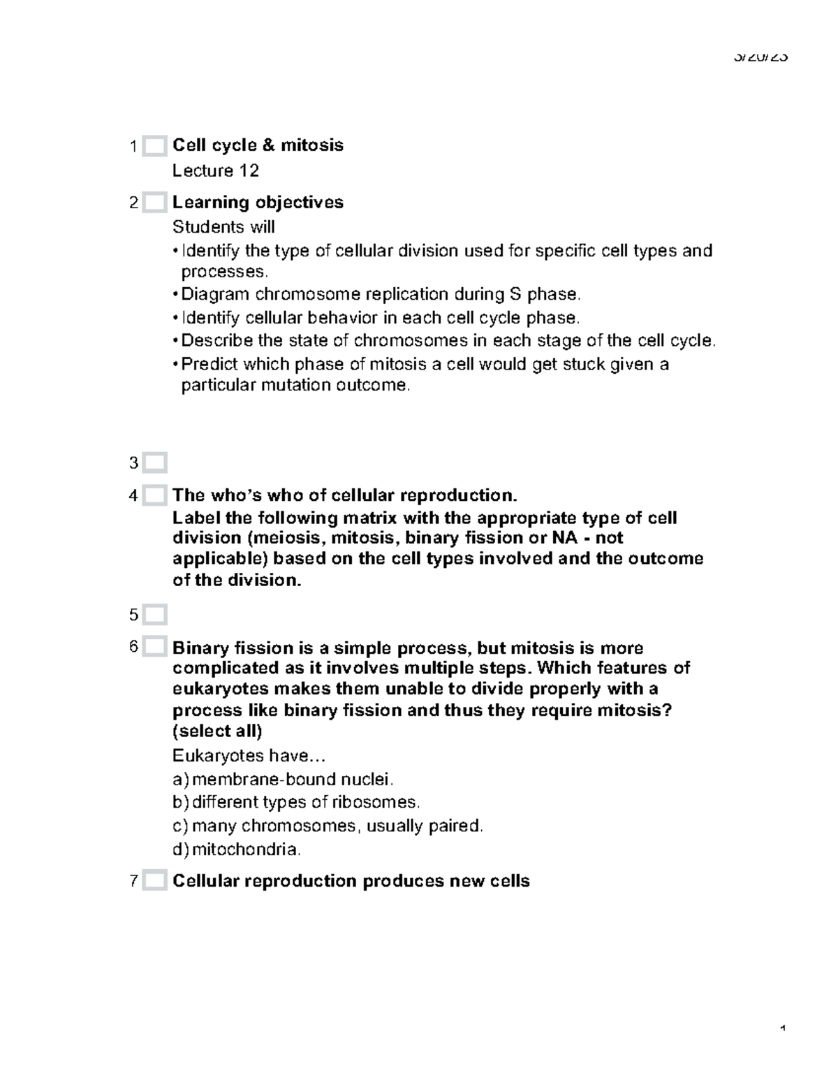 12``1 - Cell Cycle and Mitosis Notes - 3/20/ 1 Cell cycle & mitosis ...