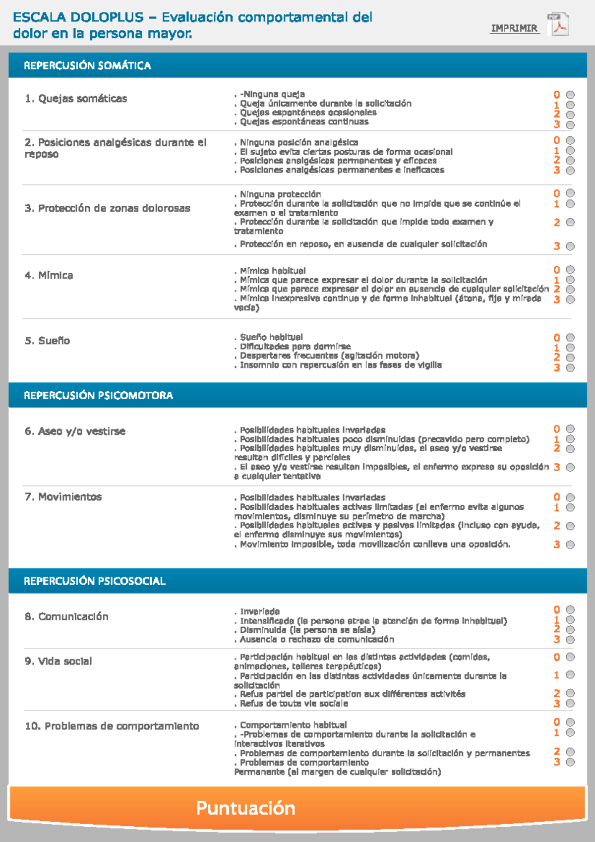 Evaluacion del dolor doloplus Gerontología y Geriatría Studocu